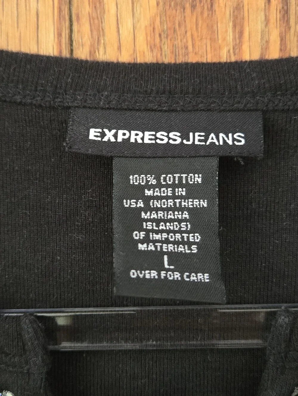 Y2K Express Jeans Black Top Size L (runs small) Criss Cross V-Neck Cap Sleeves